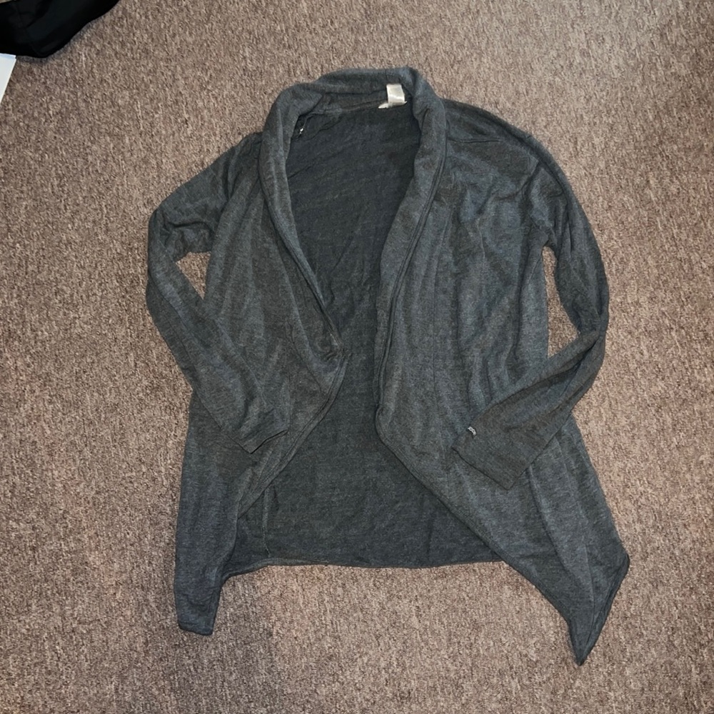 Thick grey cardigan sweater